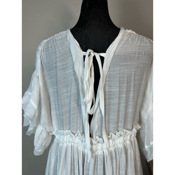 Bohemian Beach Maxi Dress One Size White Gauze Swimsuit Coverup Oversized - Picture 6 of 8